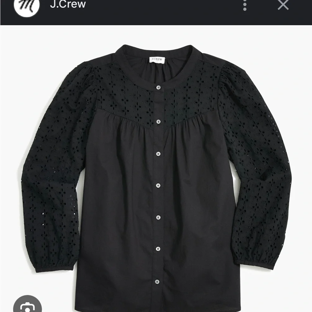 J. Crew Black Eyelet Blouse